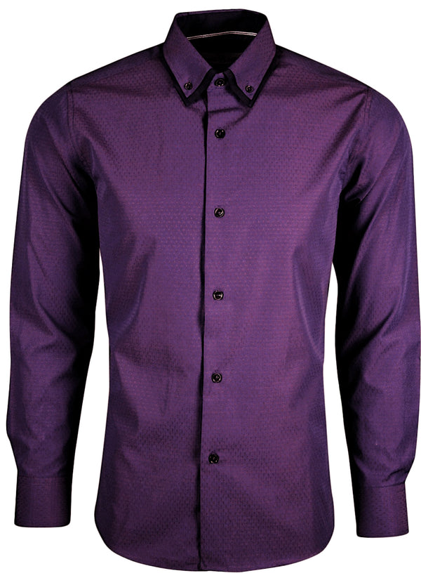 Purple Polka Dot Double Collar Shirt