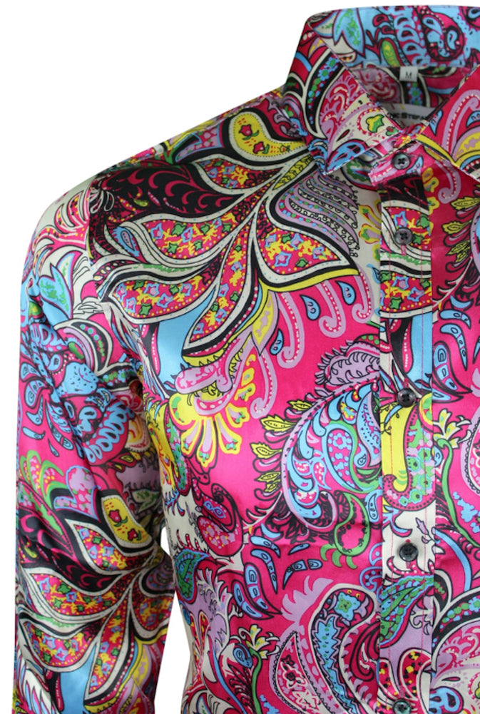 Multicoloured Paisley Satin Miami Shirt