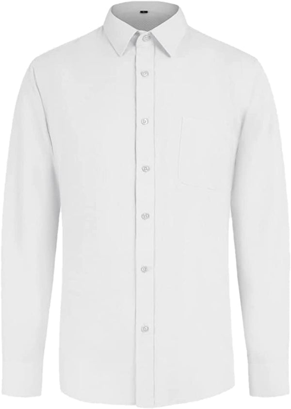 White Wing Collar Shirt Plain Soft Cotton Blend Dress Wedding