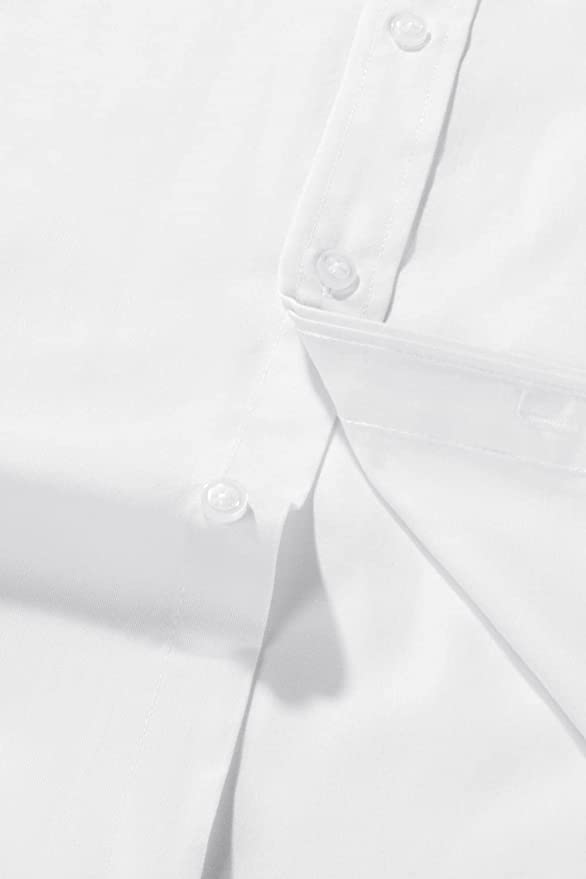 White Wing Collar Shirt Plain Soft Cotton Blend Dress Wedding
