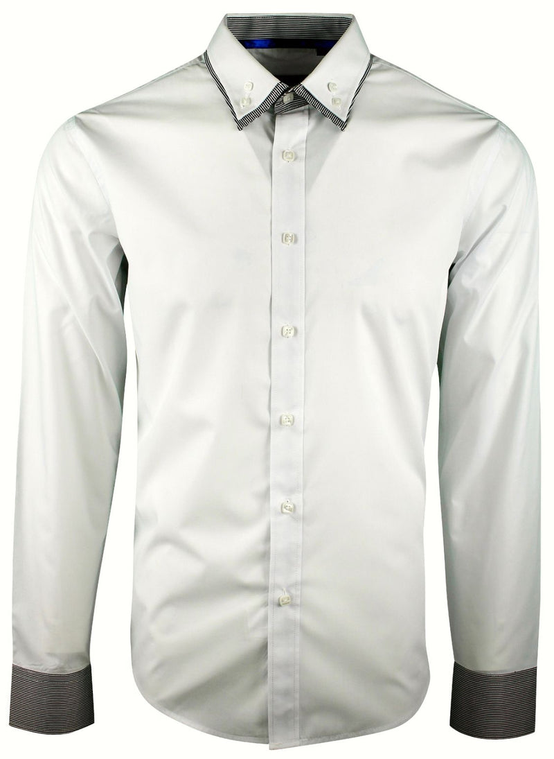 White Button Down Double Collar Shirt