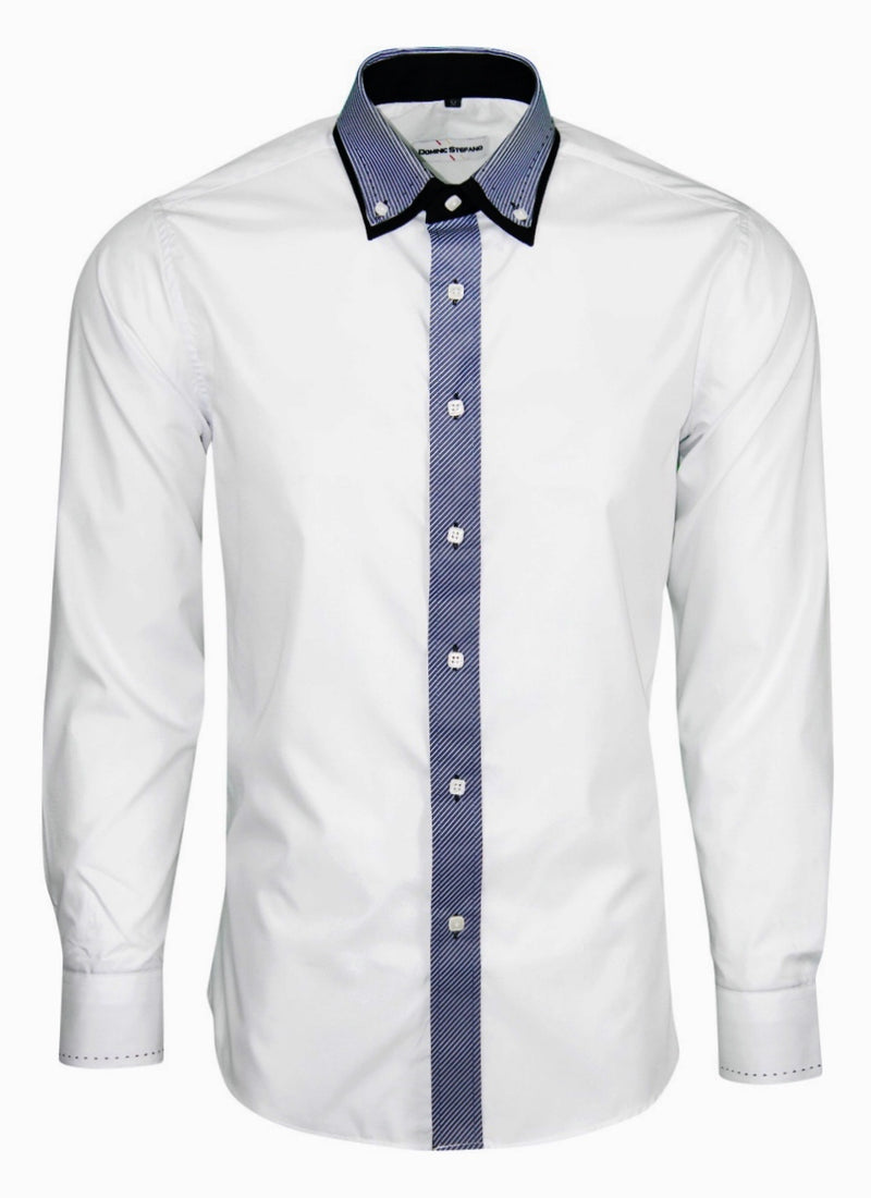 White Button Down Double Collar Panel Shirt