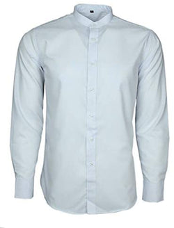 White Mens Grandad & Collarless Shirt Plain Soft Cotton