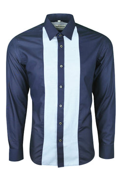 Blue Retro 70s Tweed Panel Shirt