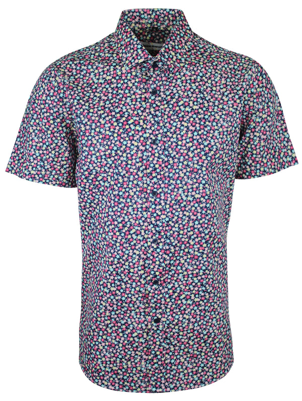 Black Multicolour Short Sleeve Flower Shirt