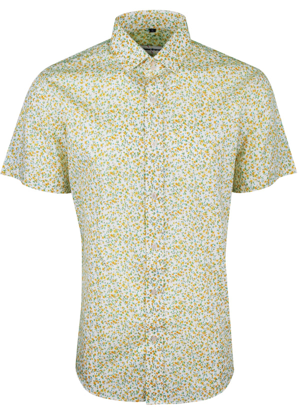 Yellow Short Sleeve Flower Shirt