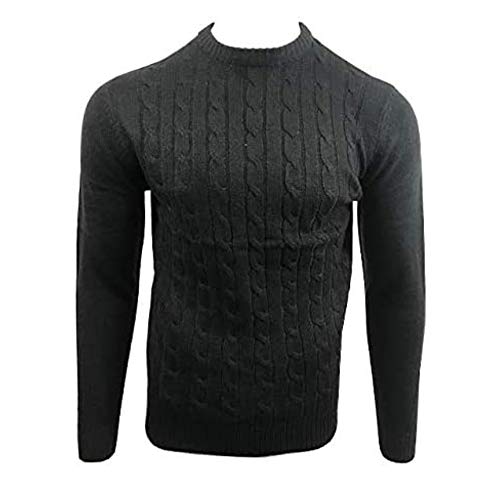 D & H Men's Jumper Crew Neck Knitted Sweater Classic Fit Long Sleeve Pullover Autumn Winter Casual Sweatshirt