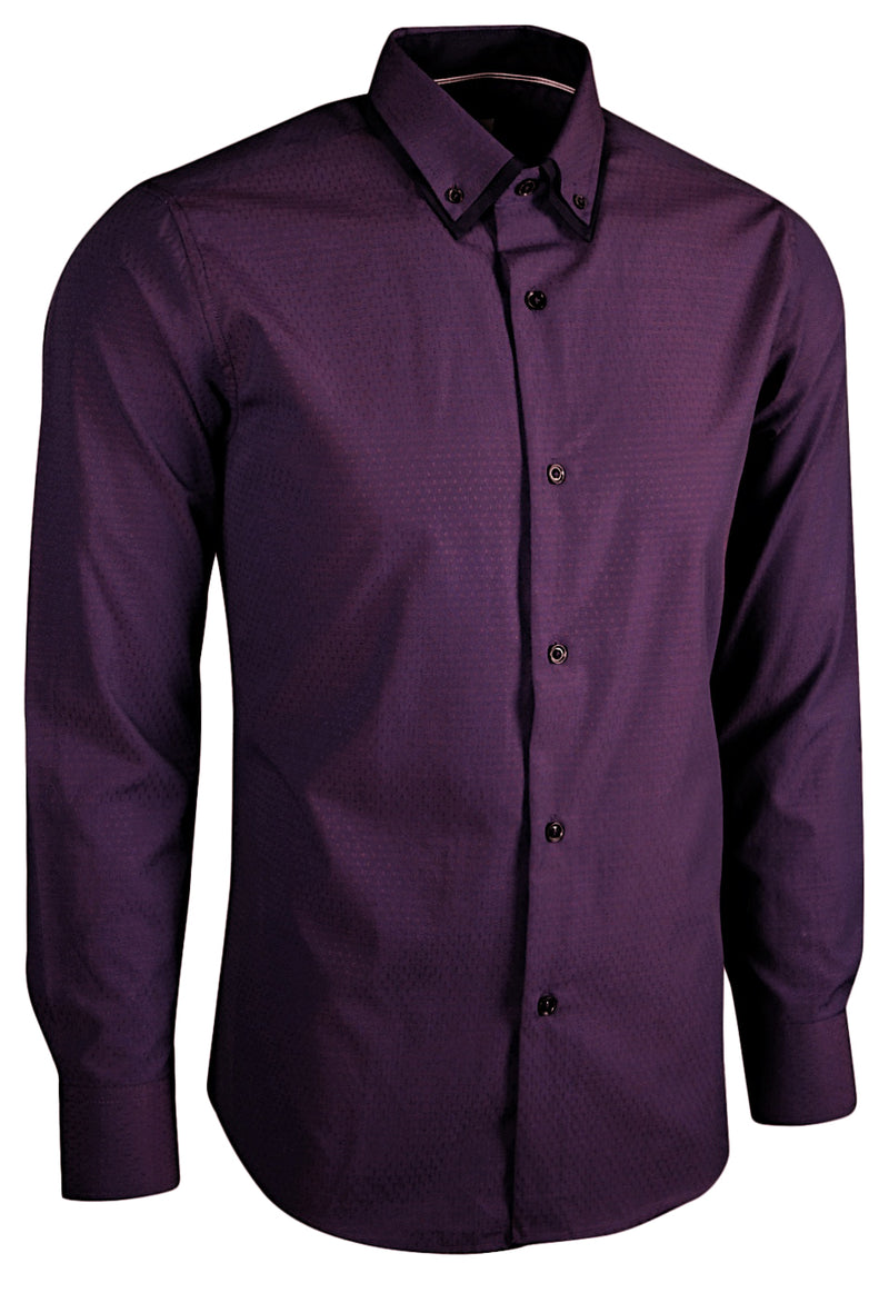 Purple Polka Dot Double Collar Shirt