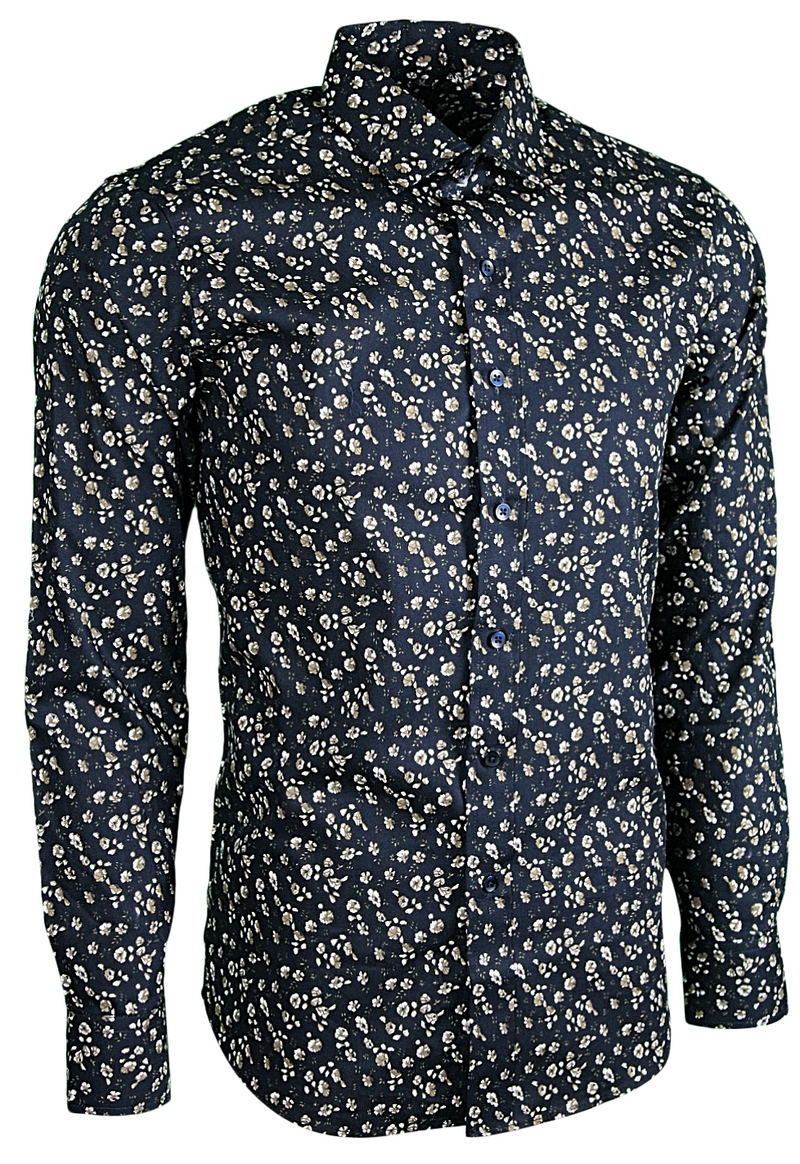 Navy Floral Print Shirt