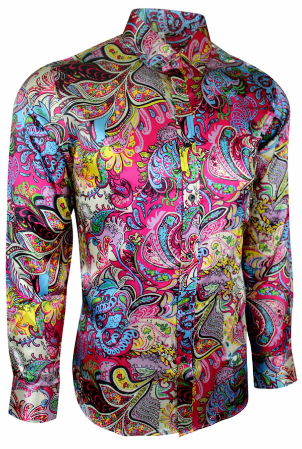 Multicoloured Paisley Satin Miami Shirt