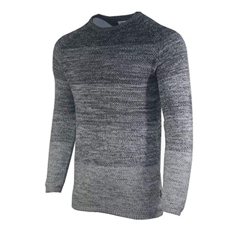 D & H Men's Jumper Crew Neck Knitted Sweater Classic Fit Long Sleeve Pullover Autumn Winter Casual