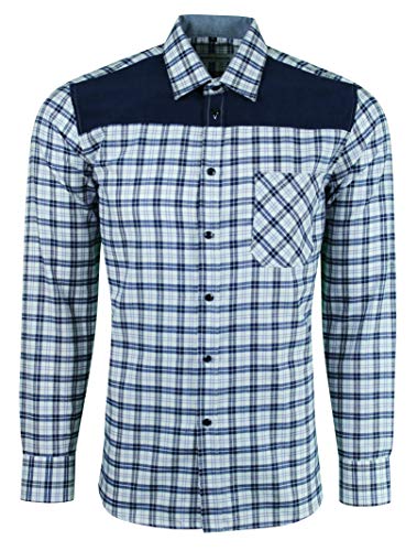 White Suede Smart Casual Check Shirt Double Pocket Imitation