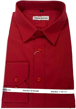Red Wing Collar Shirt Plain Soft Cotton Blend Dress Wedding