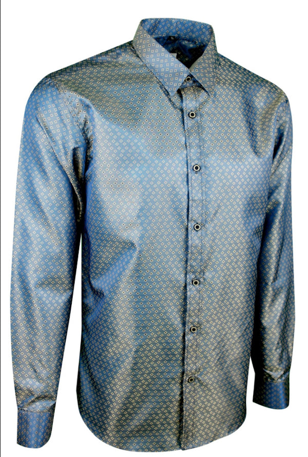 Blue Geometric Satin Shirt